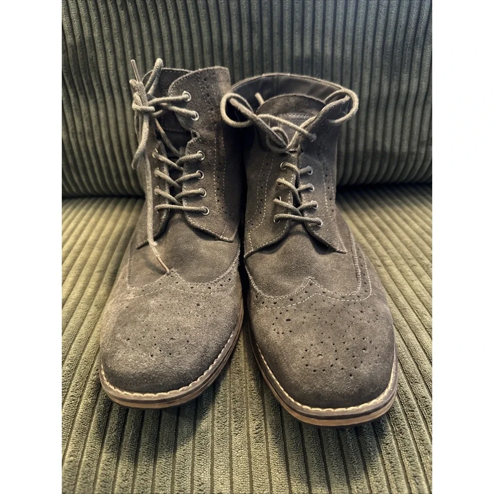 J75 Jump Leather‎ Combat Grunge Boots Gray  Lace Up Mens 12 Suede Wingtip